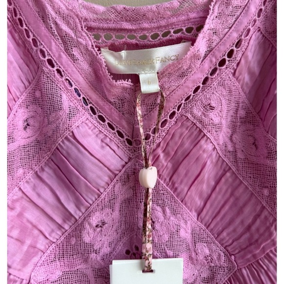 LoveShackFancy Joanne Maxi Dress Lace Panel Tulip Pink Size 8 NWT $795 Sold Out - Picture 6 of 9